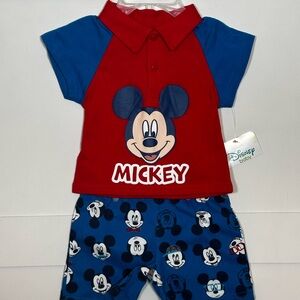 NWT Disney Baby Mickey Mouse Polo Shirt and Shorts Set Size 0-3M